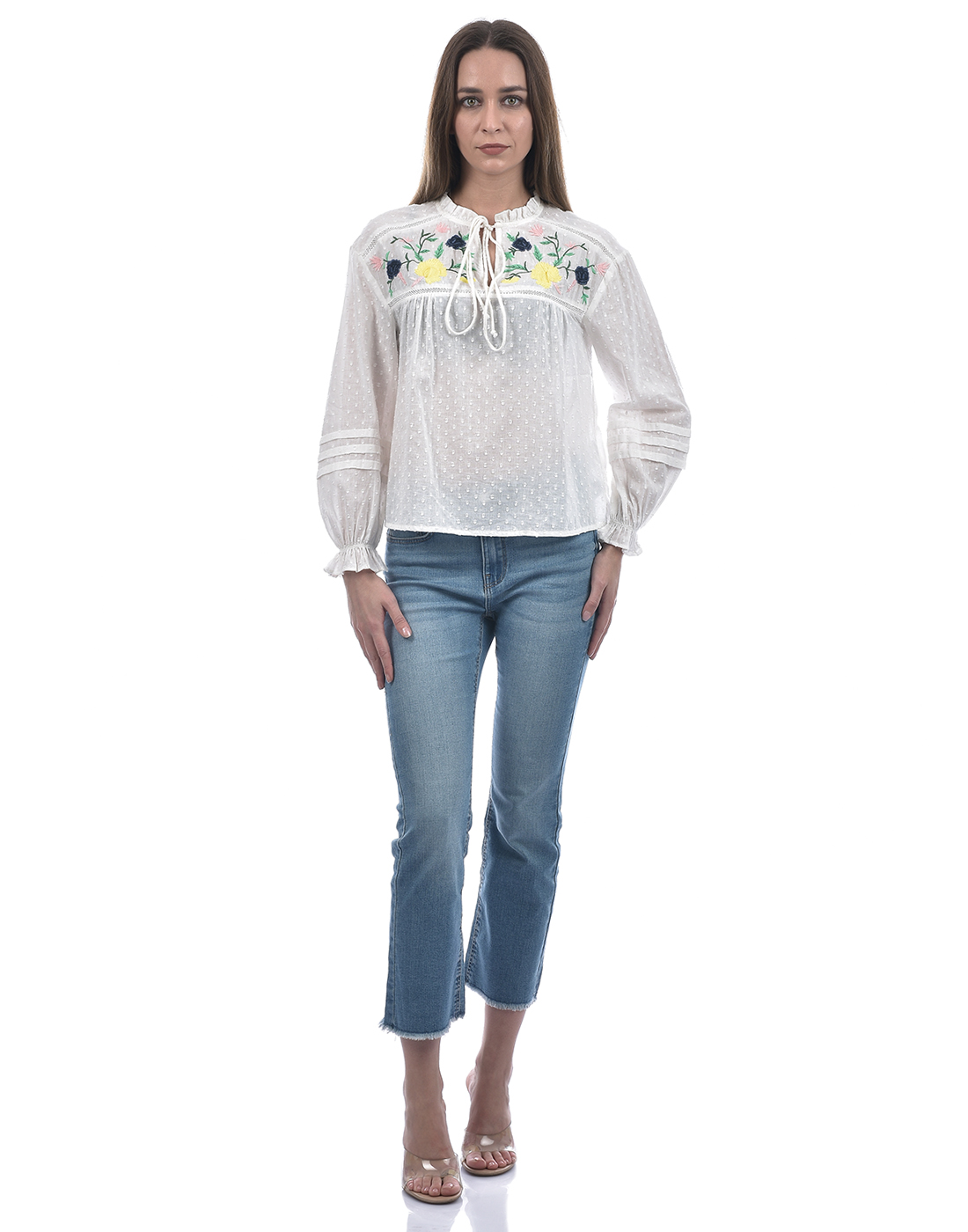 ONLY Women Embroidered White Top