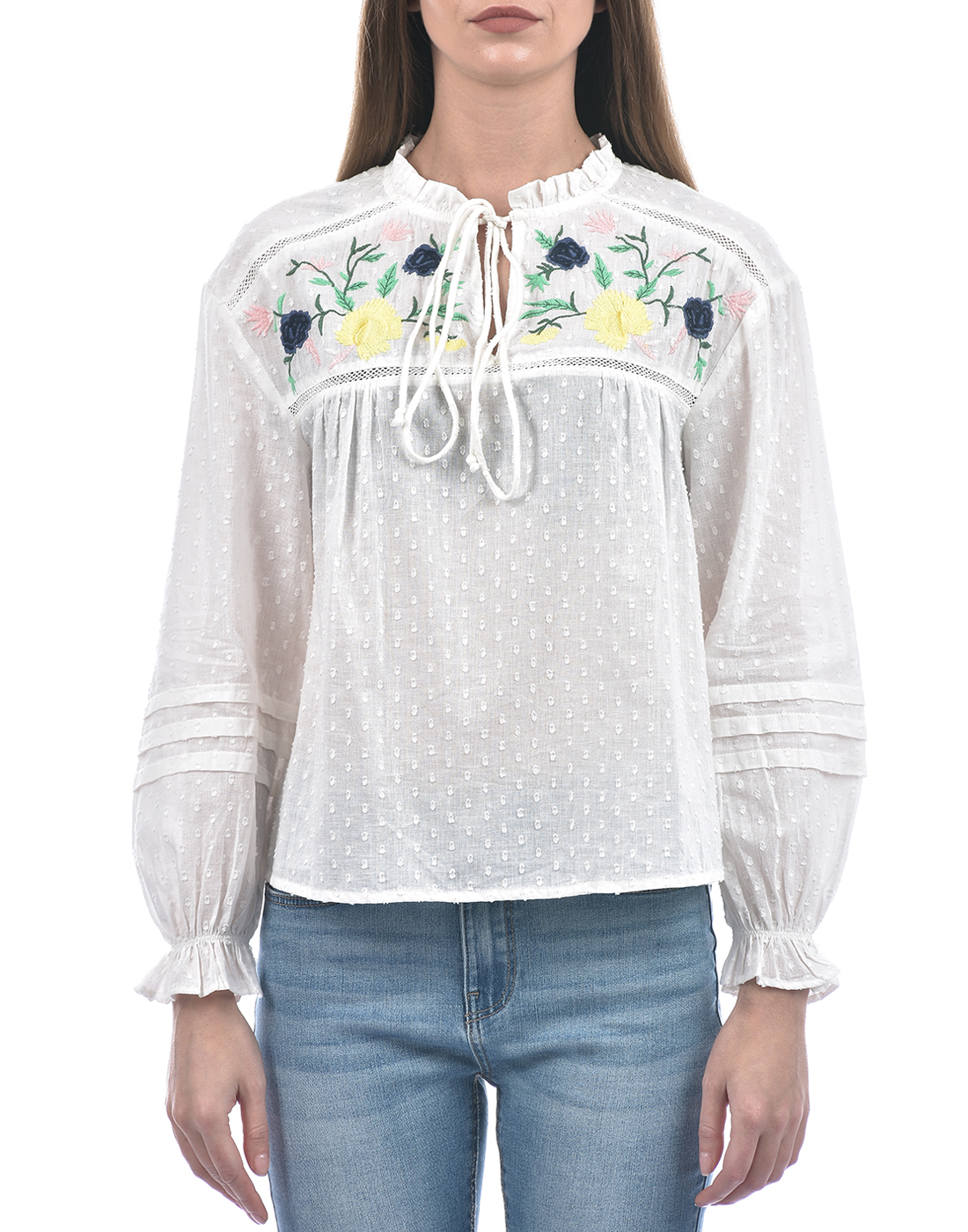 ONLY Women Embroidered White Top