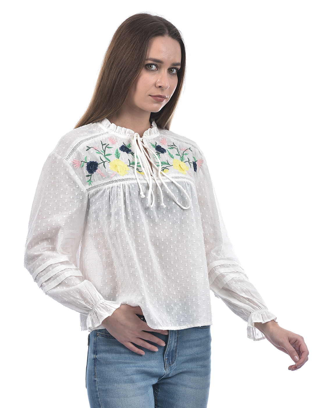 ONLY Women Embroidered White Top