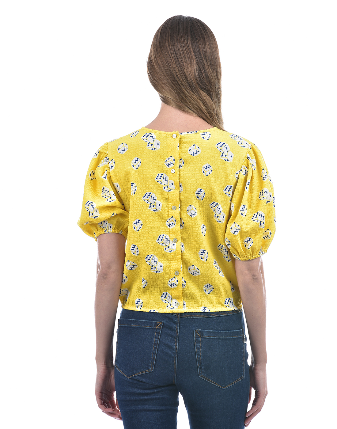 ONLY Women Abstract Yellow Top