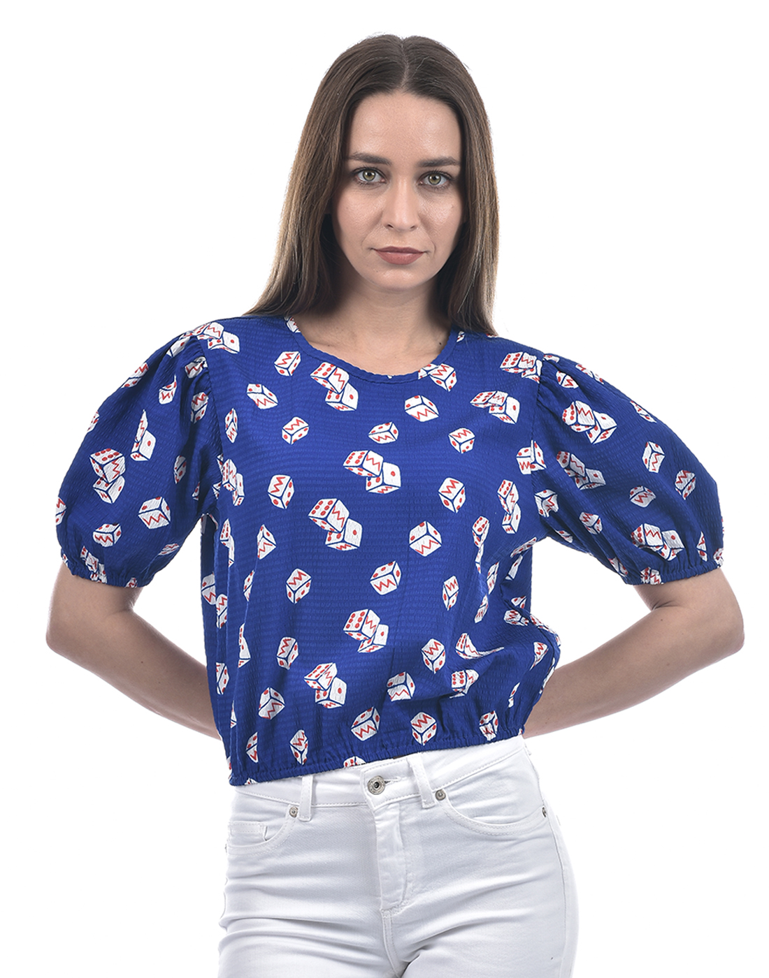 ONLY Women Printed Blue Top