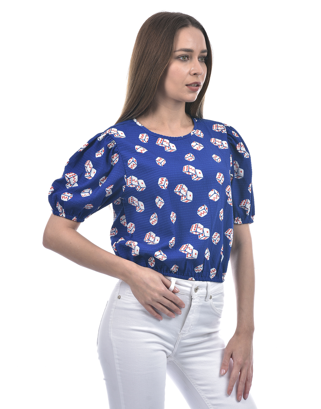 ONLY Women Printed Blue Top