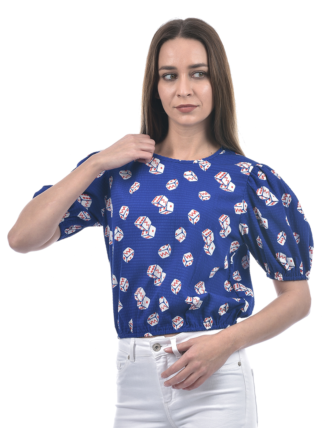 ONLY Women Printed Blue Top