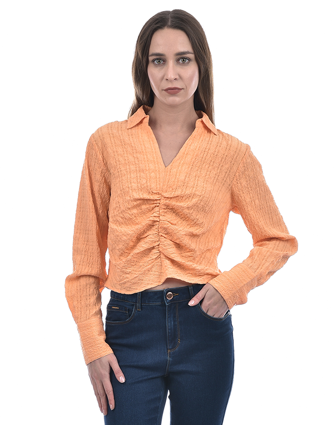 ONLY Women Textured Orange Top