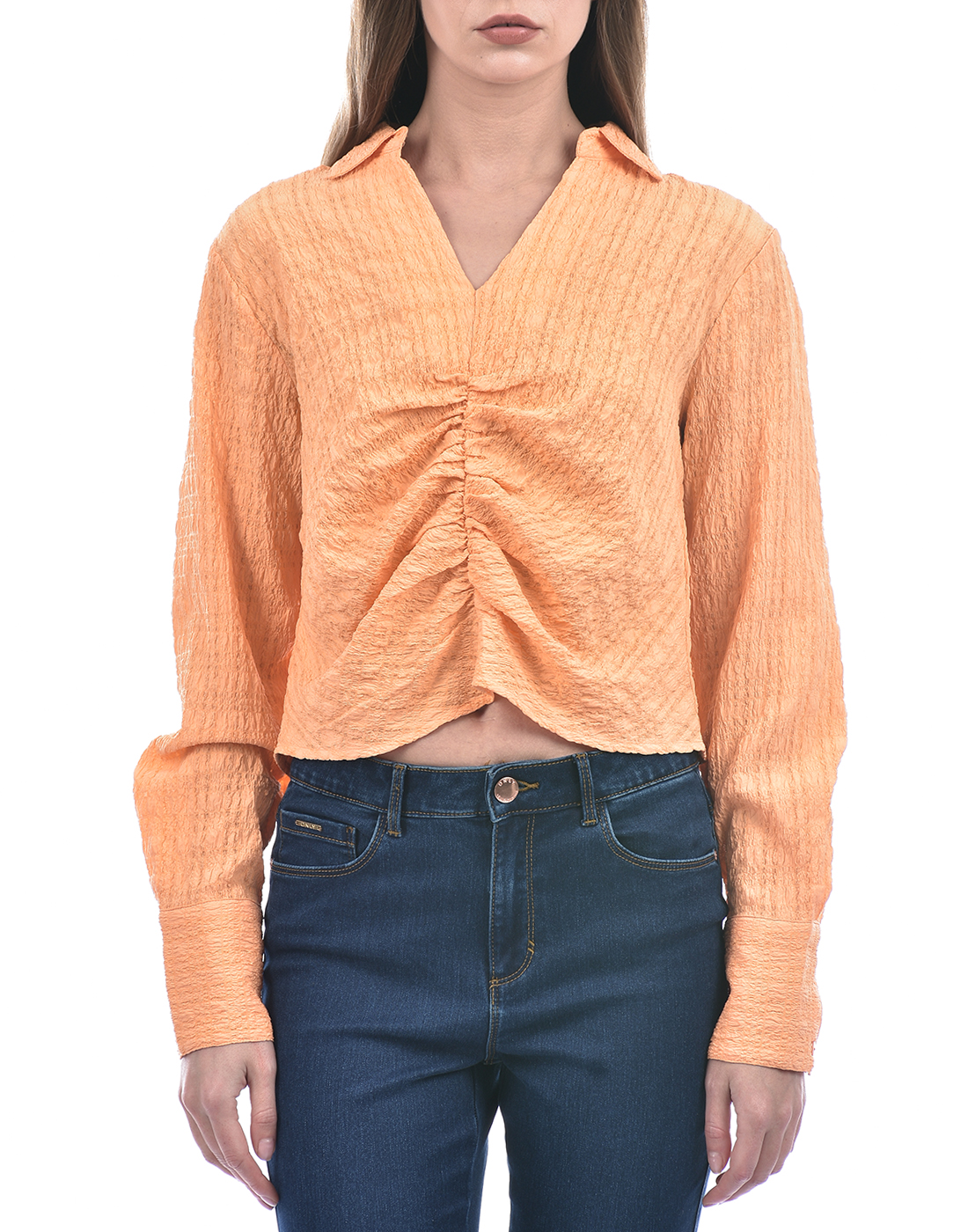 ONLY Women Textured Orange Top