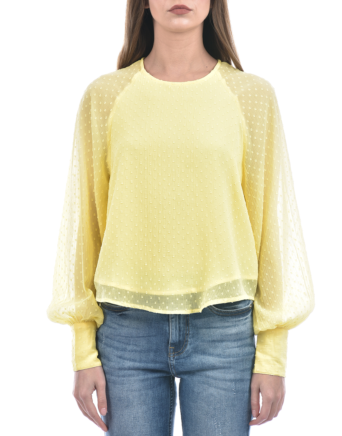 ONLY Women Self Design Yellow Top