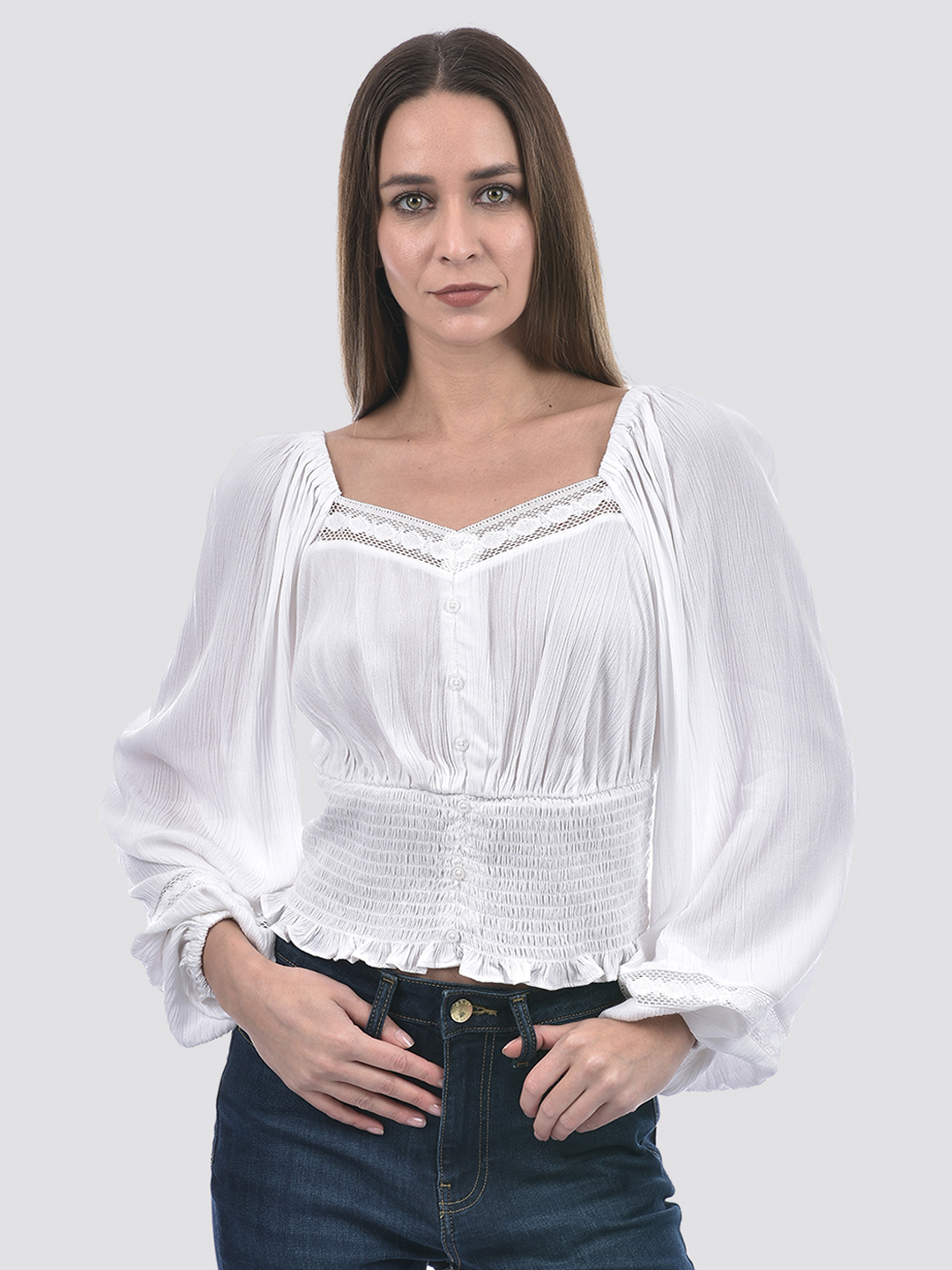 ONLY Women Solid White Top