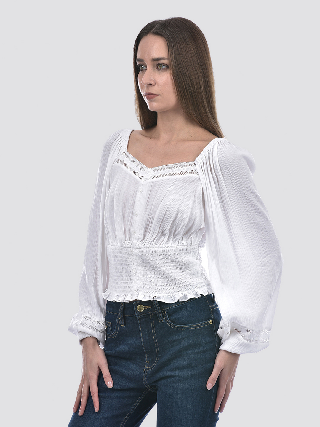 ONLY Women Solid White Top