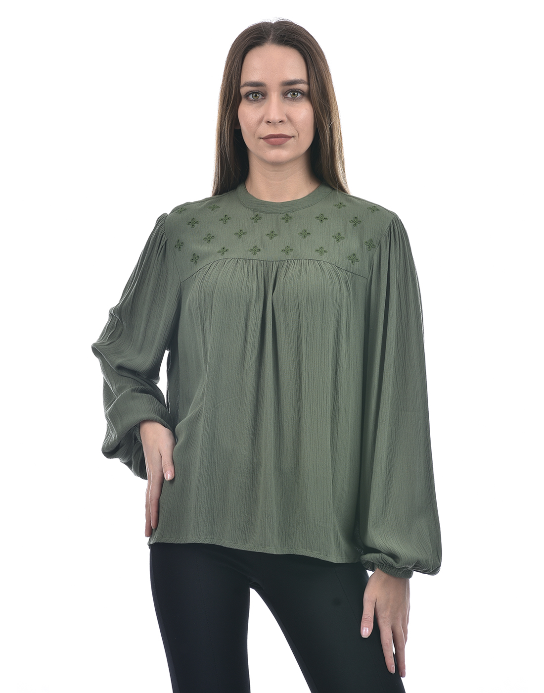 ONLY Women Embroidered Green Top