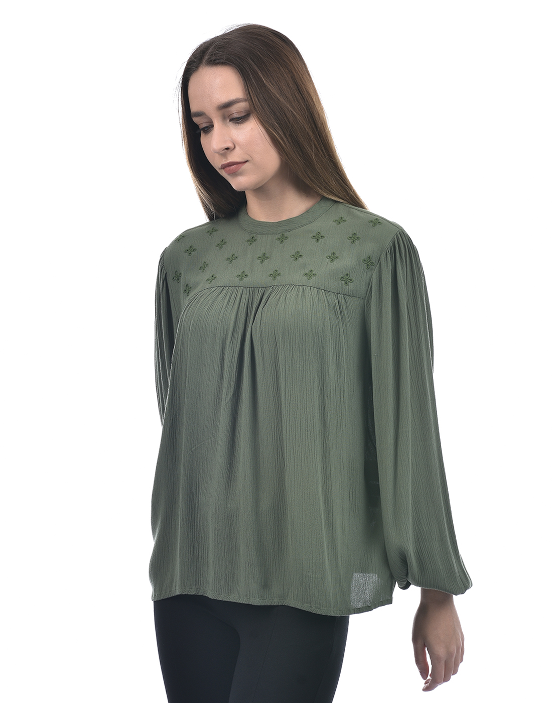 ONLY Women Embroidered Green Top