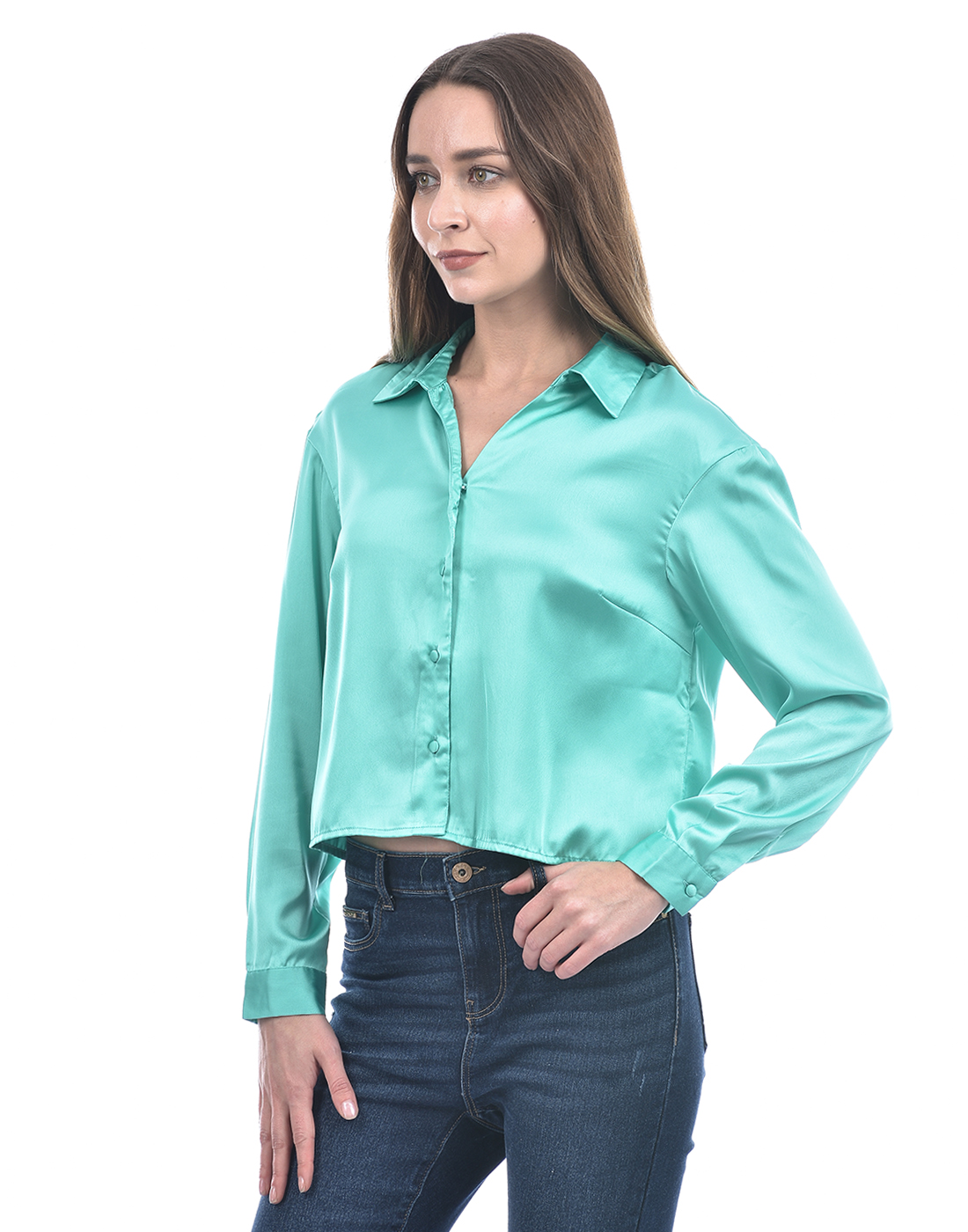 ONLY Women Solid Green Shirt