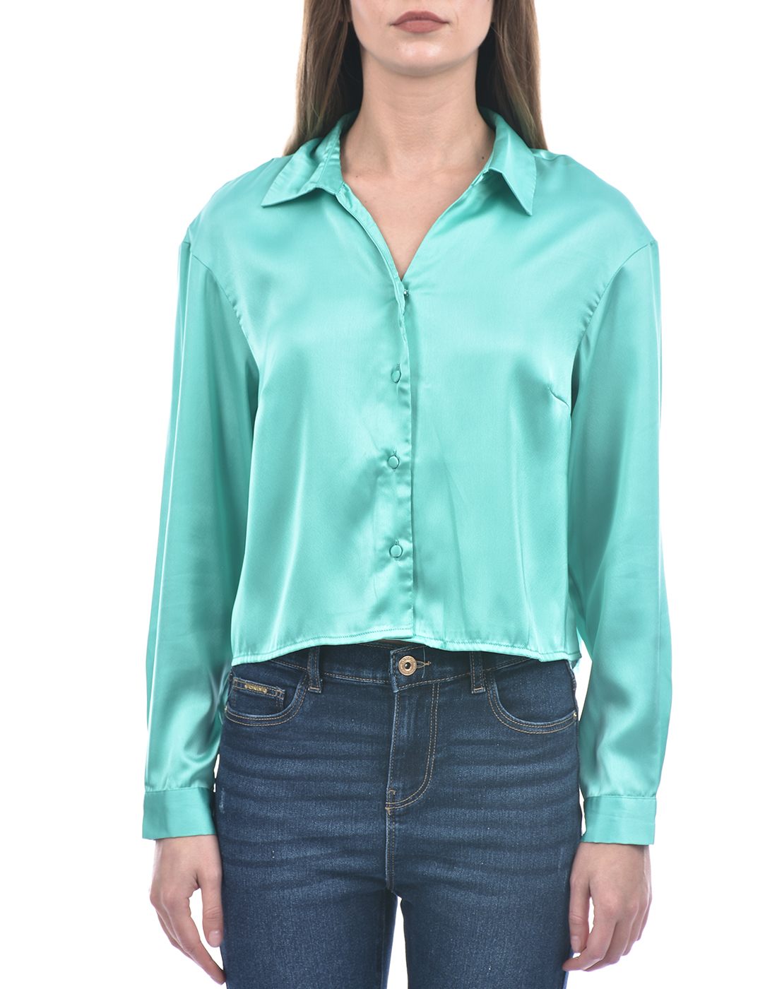 ONLY Women Solid Green Shirt