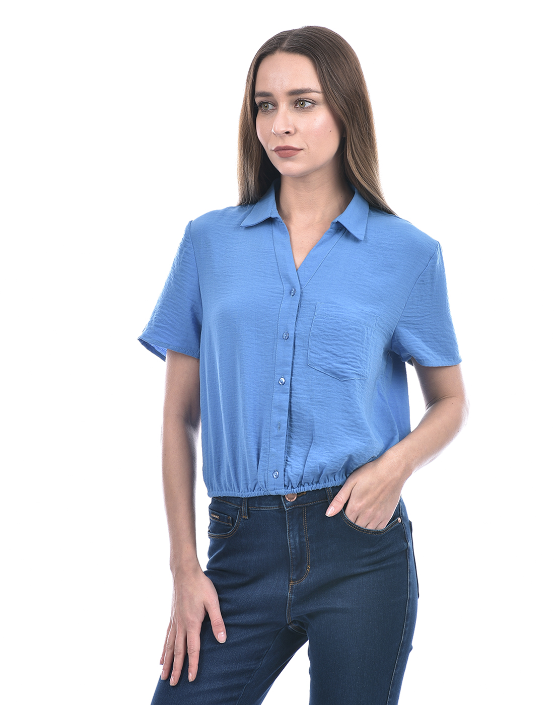 ONLY Women Solid Blue Shirt