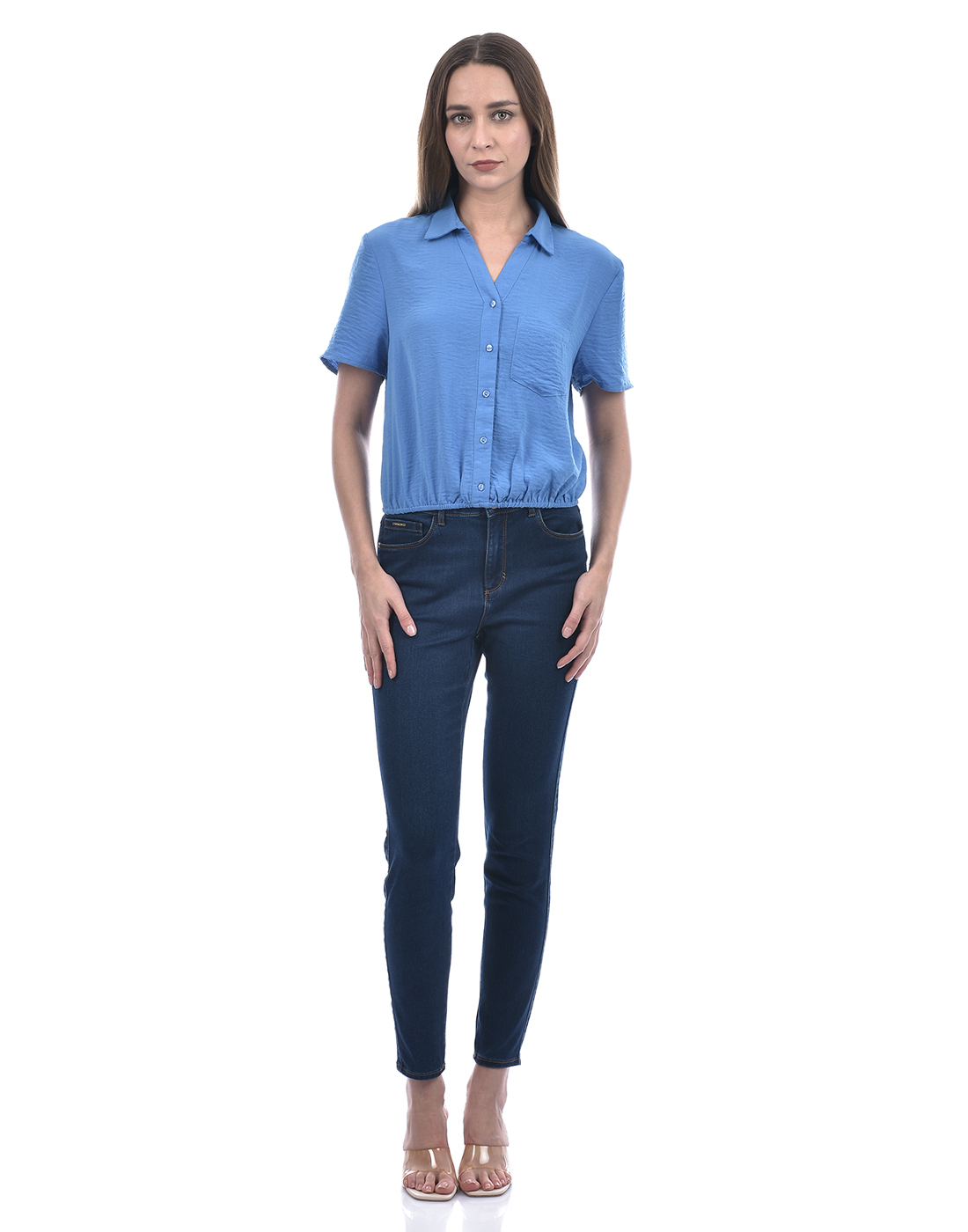 ONLY Women Solid Blue Shirt