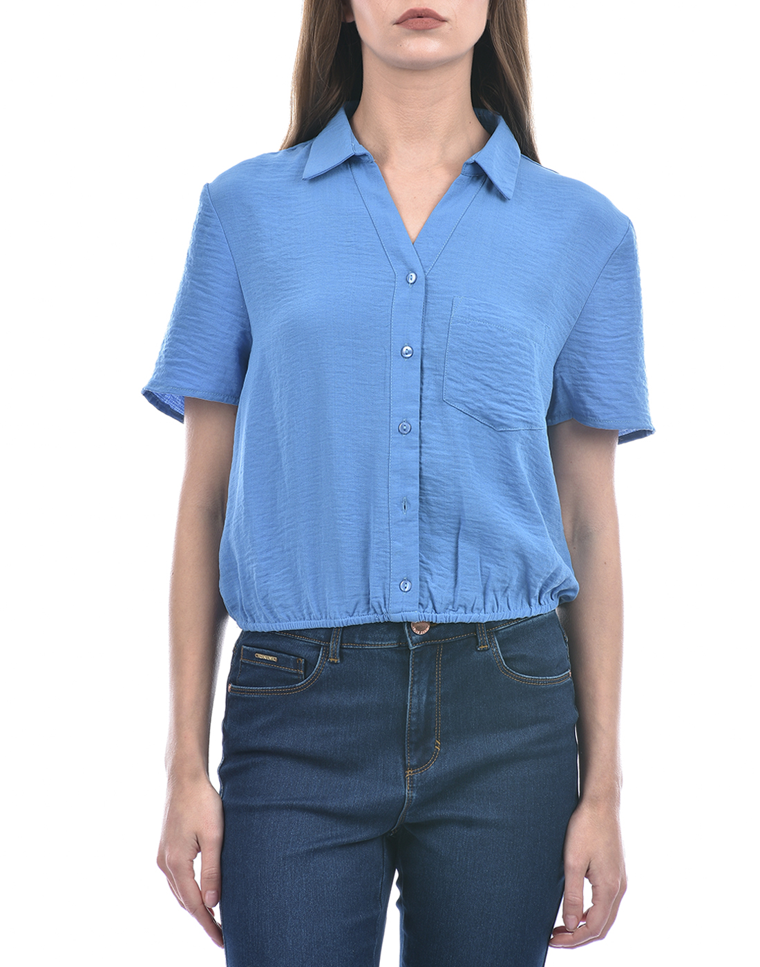ONLY Women Solid Blue Shirt