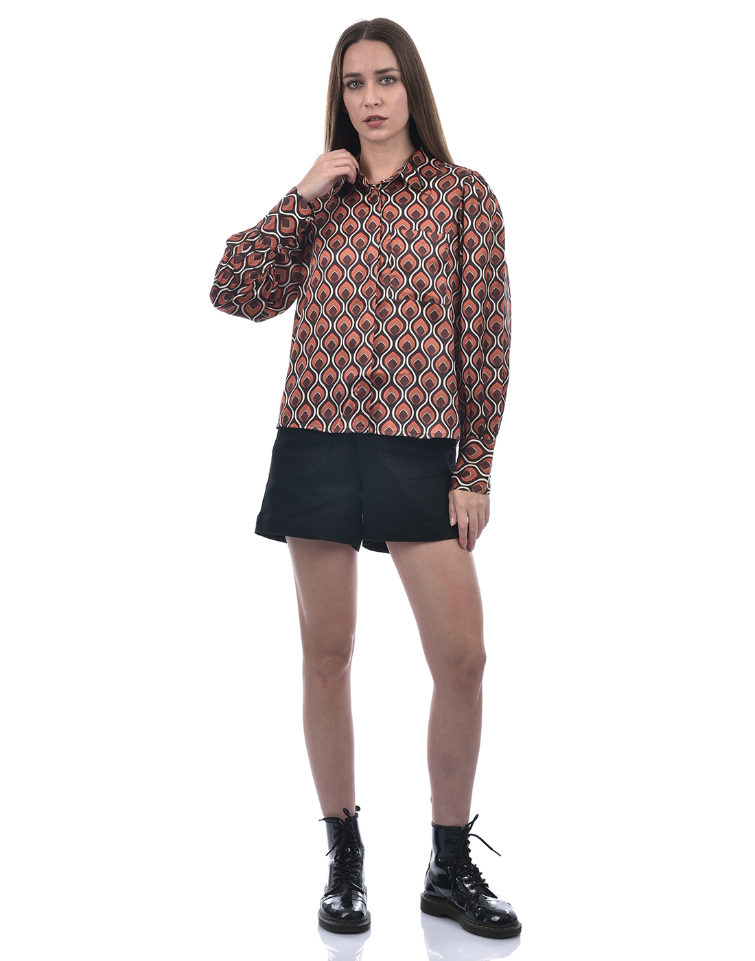 ONLY Women Printed Brown Shirt