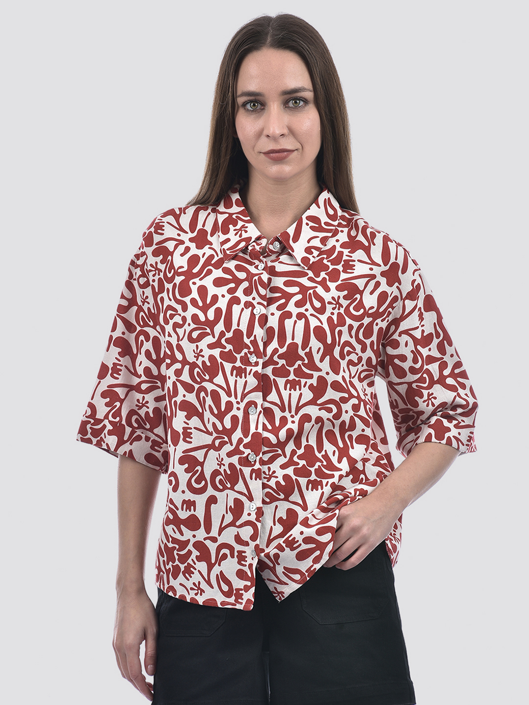 ONLY Women Printed Red Shirt
