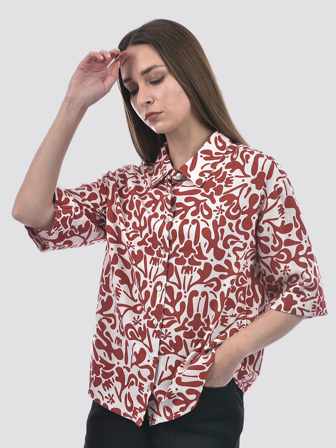 ONLY Women Printed Red Shirt