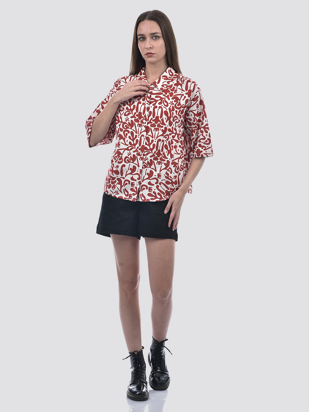 ONLY Women Printed Red Shirt