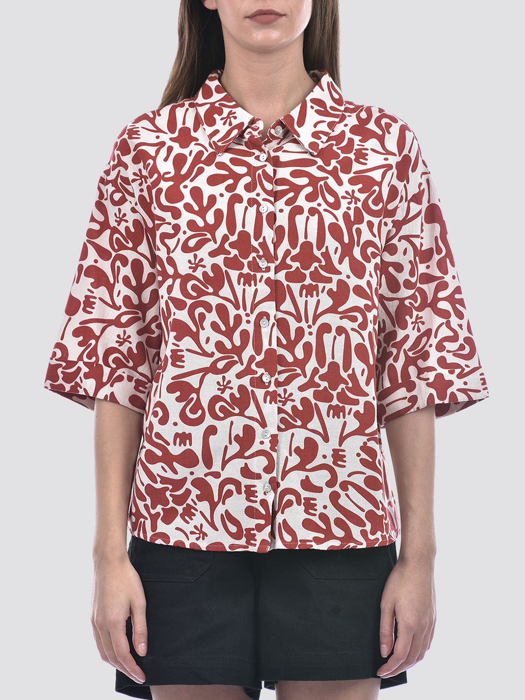 ONLY Women Printed Red Shirt