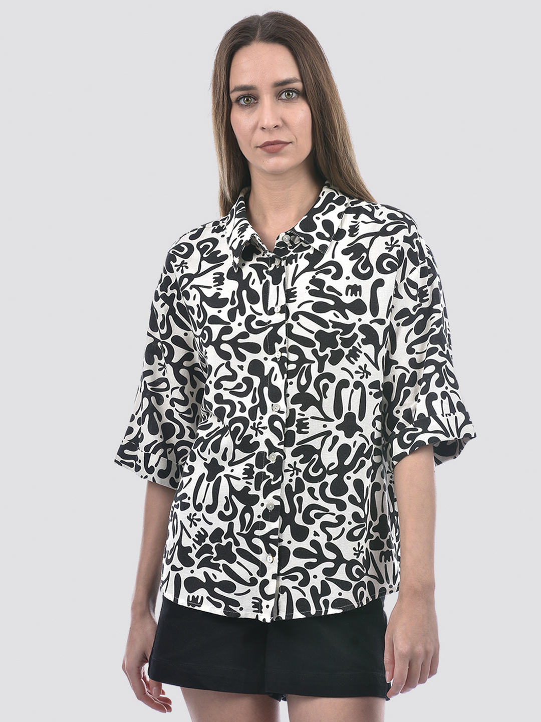 ONLY Women Printed Black Shirt