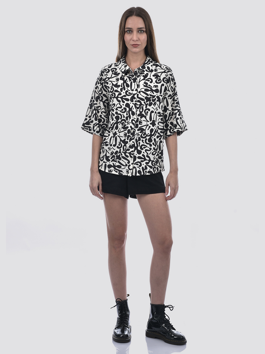 ONLY Women Printed Black Shirt