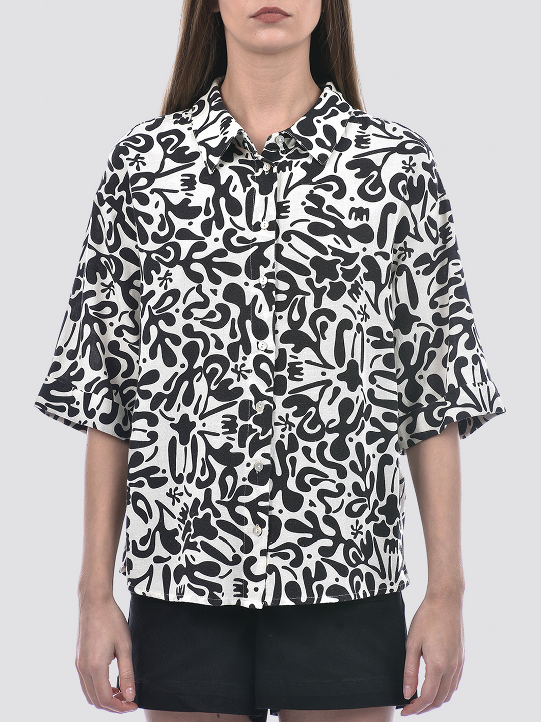 ONLY Women Printed Black Shirt