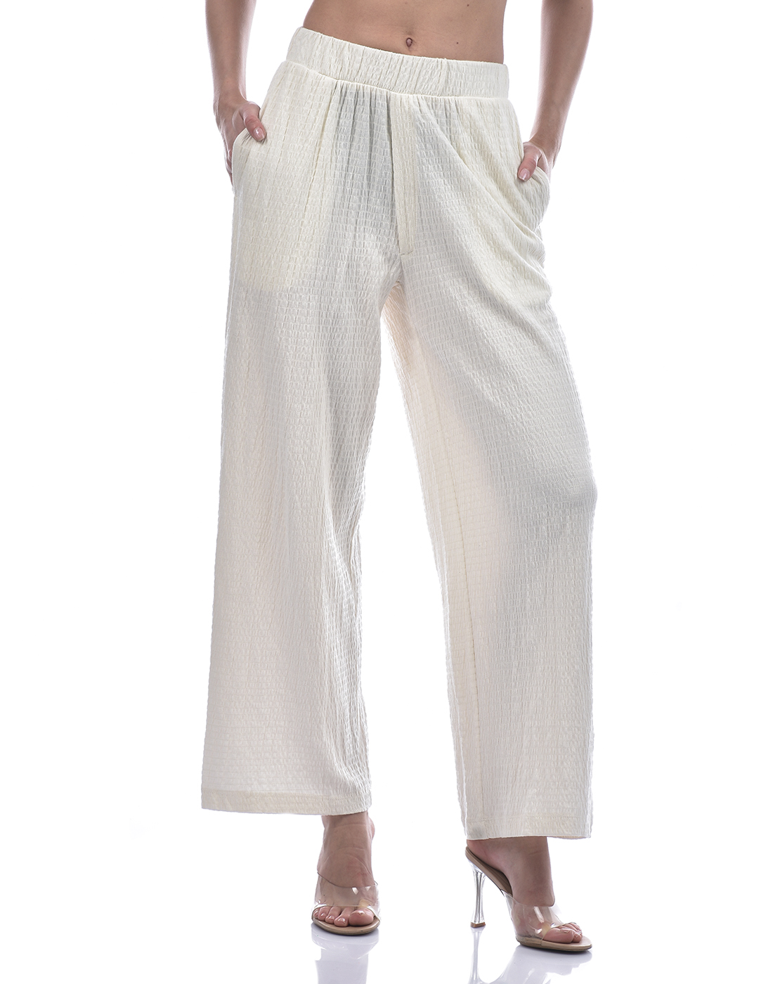 ONLY Women Solid Off White Trousers