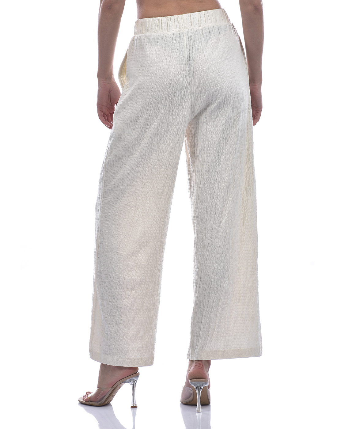 ONLY Women Solid Off White Trousers