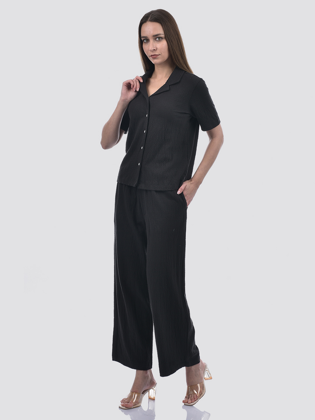 ONLY Women Solid Black Co-Ord Set