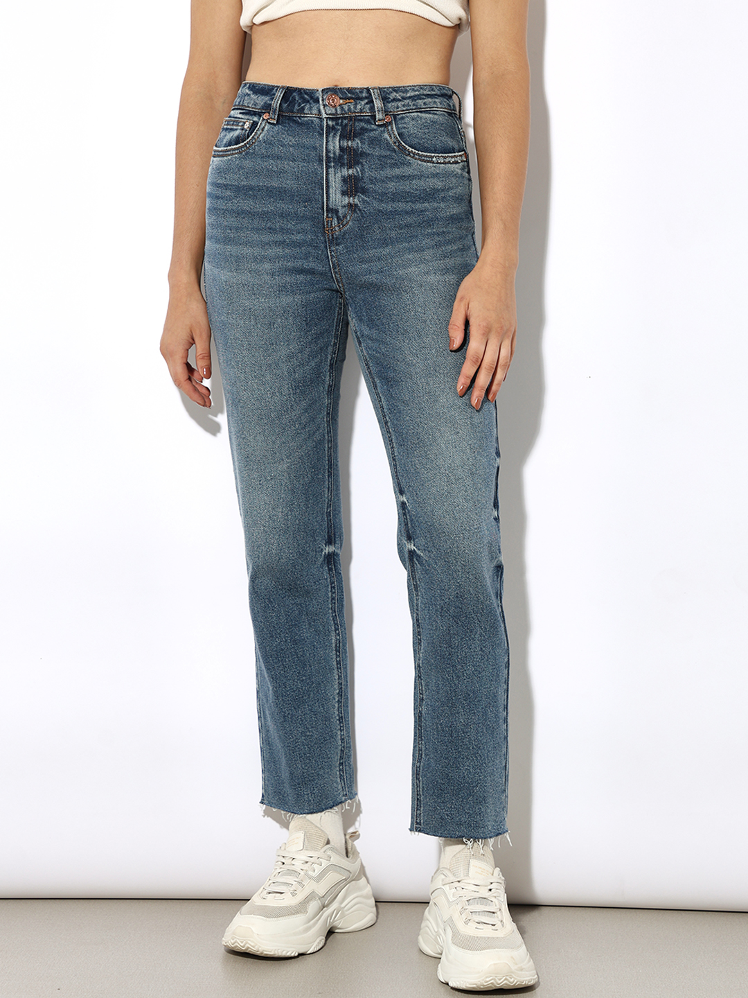 ONLY Women Washed Blue Jeans