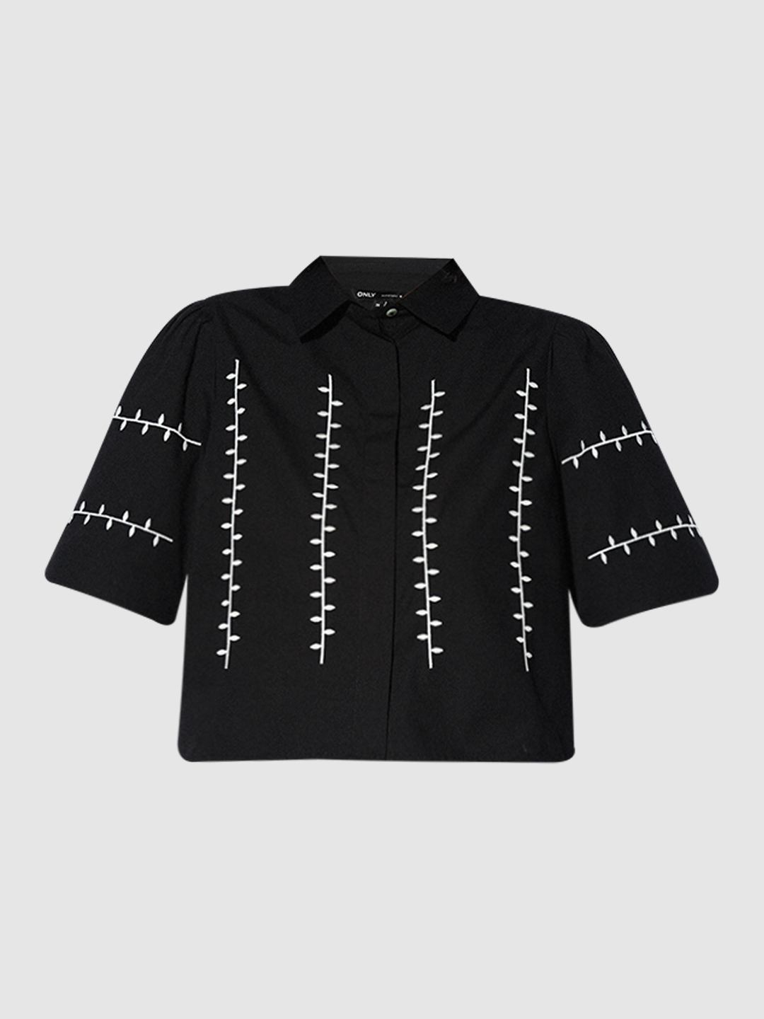 ONLY Women Embroidered Black Shirt