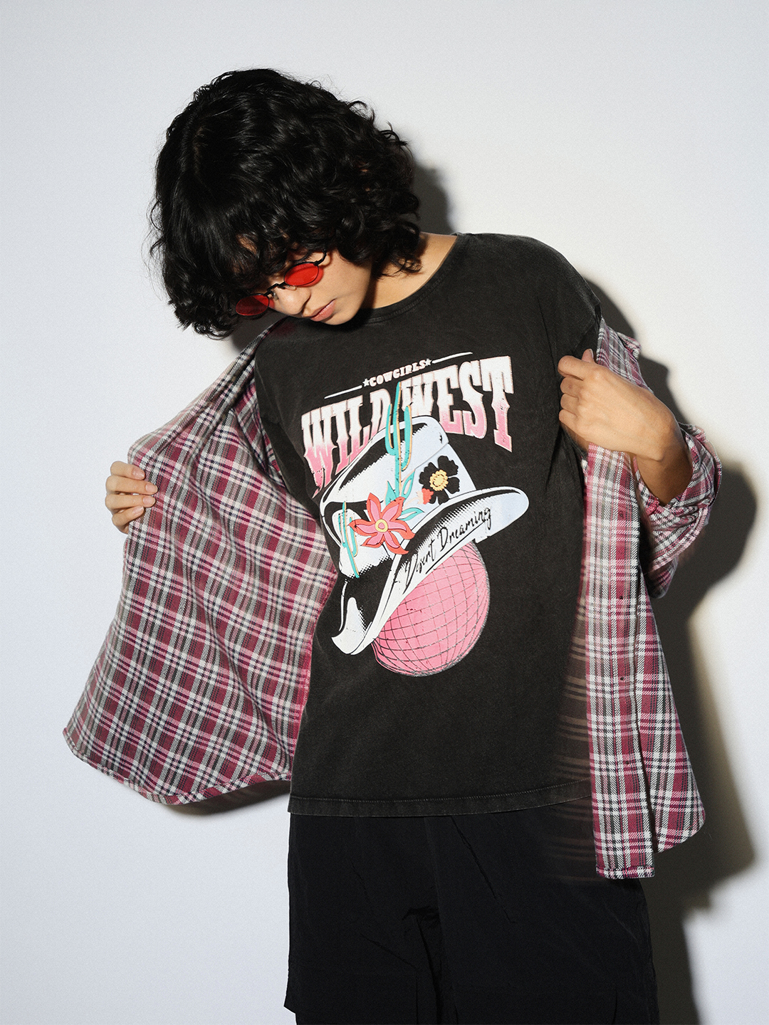 ONLY Women Printed Black T-Shirt