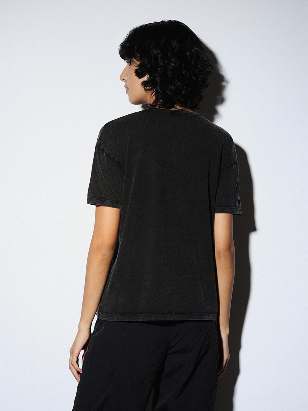 ONLY Women Printed Black T-Shirt