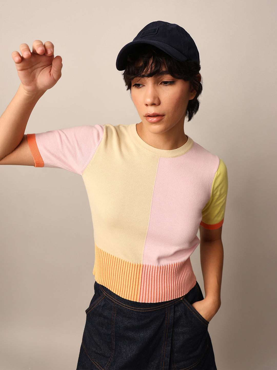 ONLY Women Color Block Multicolor Top