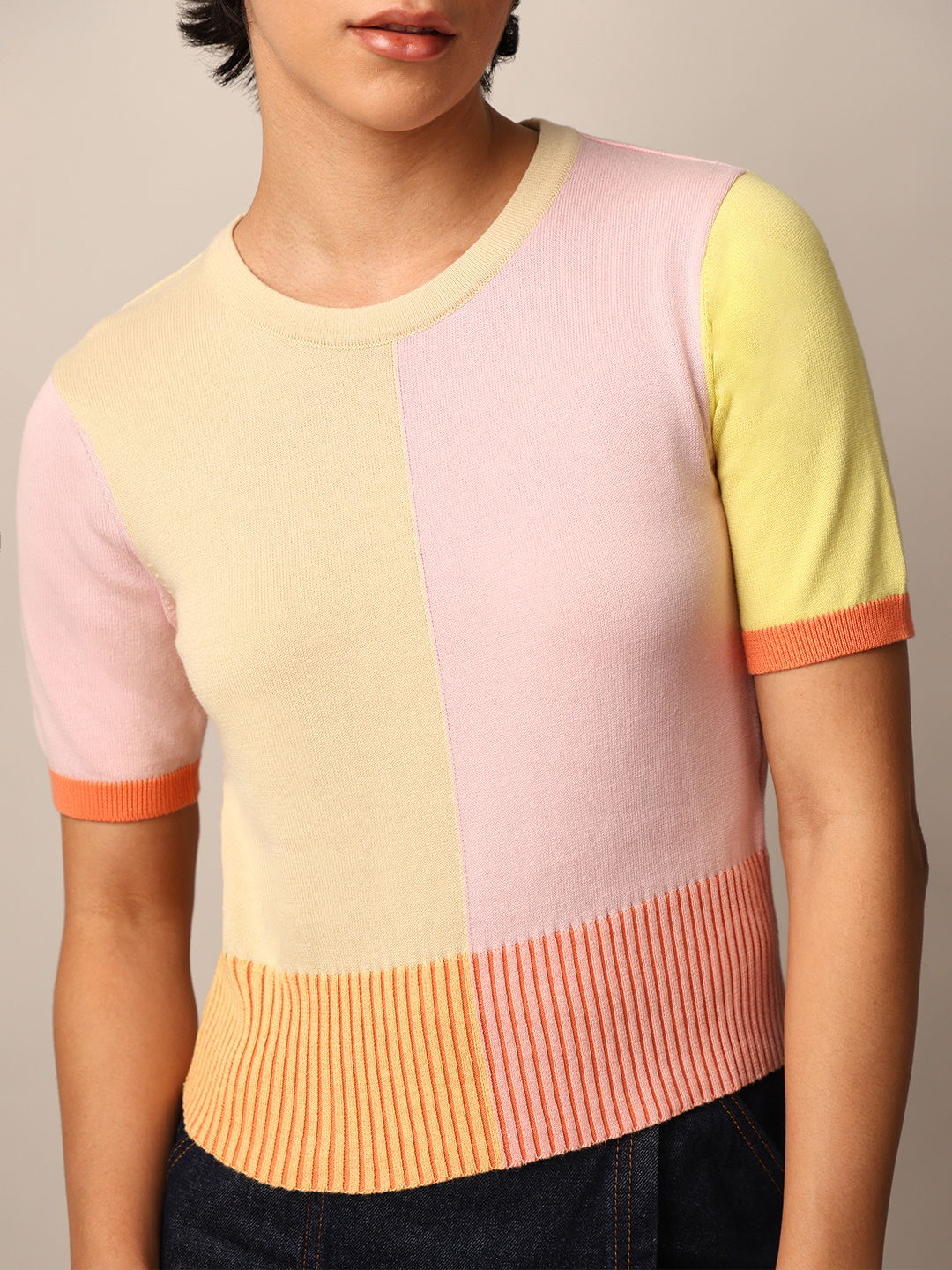 ONLY Women Color Block Multicolor Top
