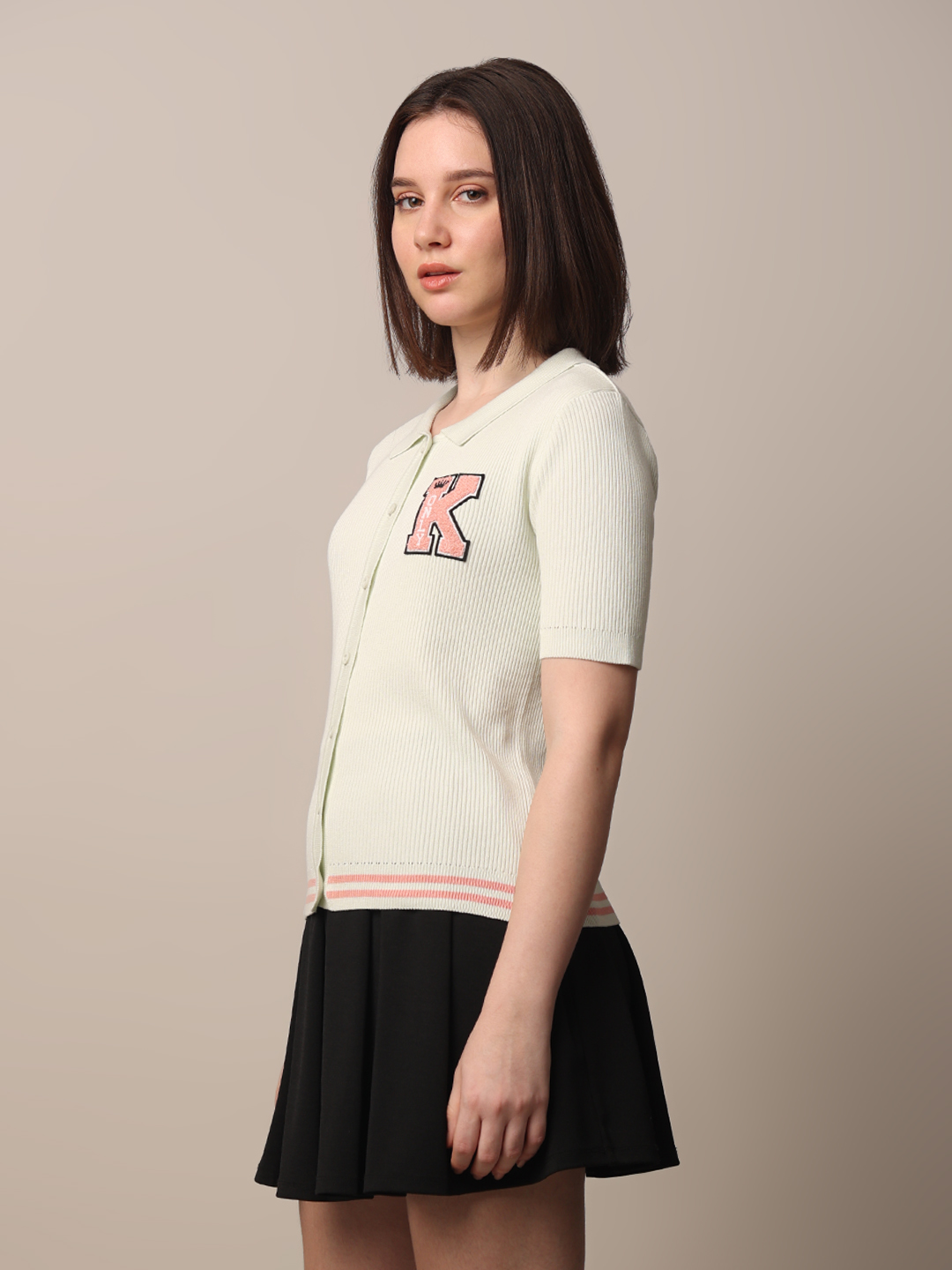 ONLY Women Solid Light Green T-shirt