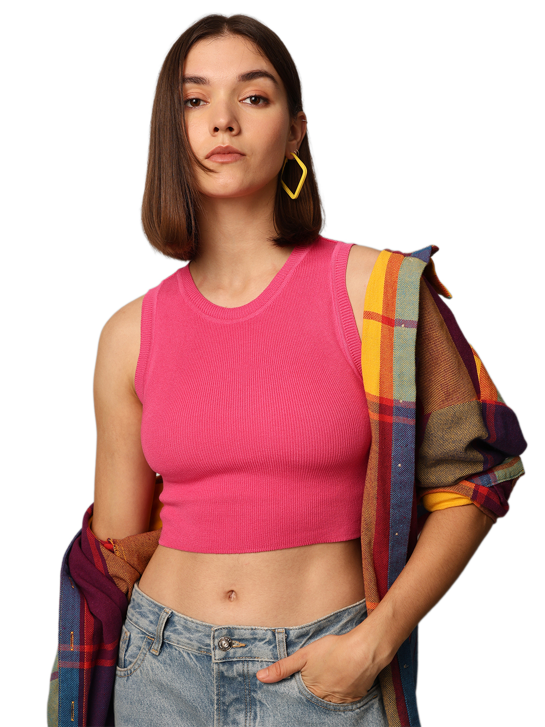 ONLY Women Solid Pink Top