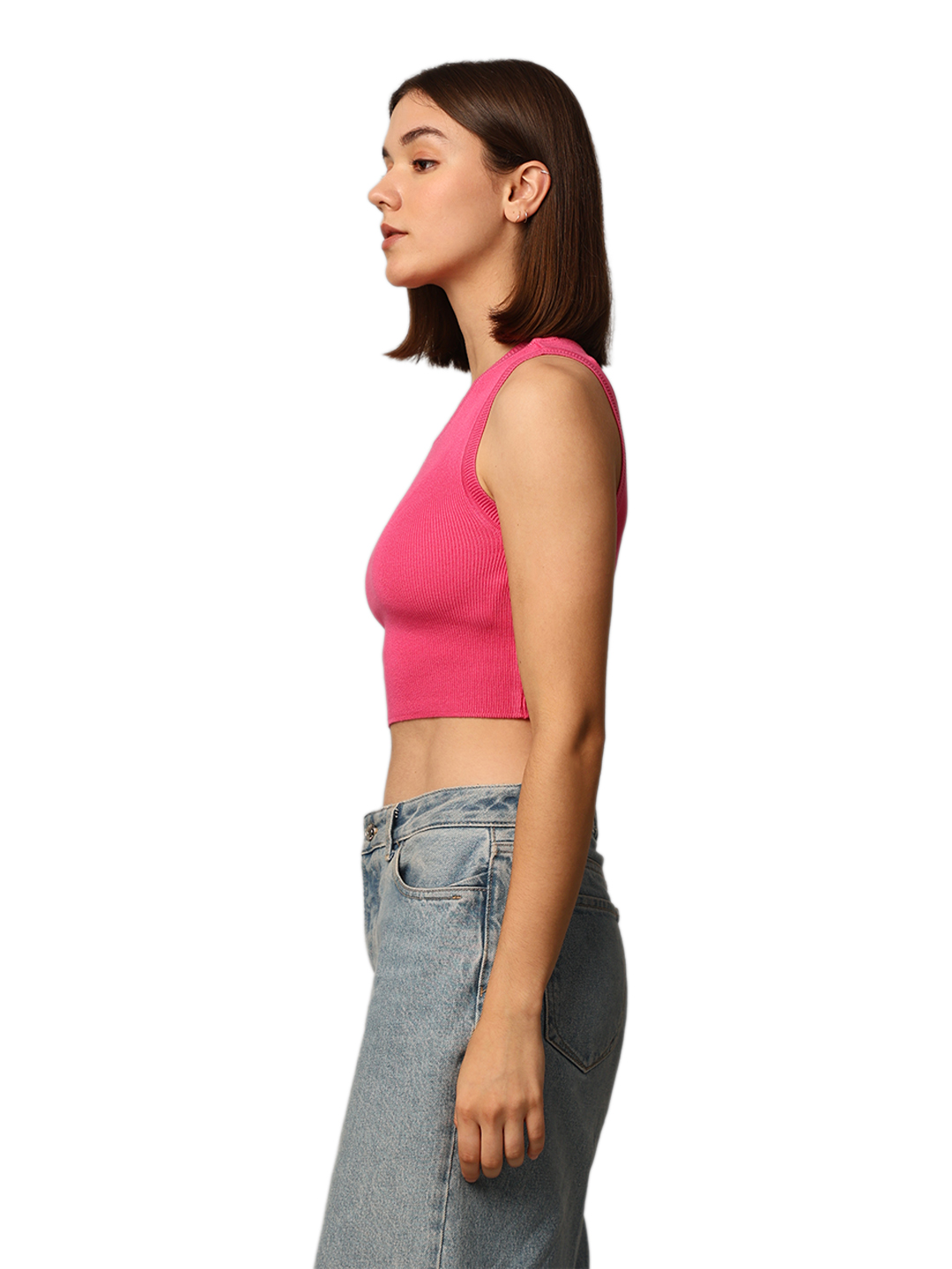 ONLY Women Solid Pink Top