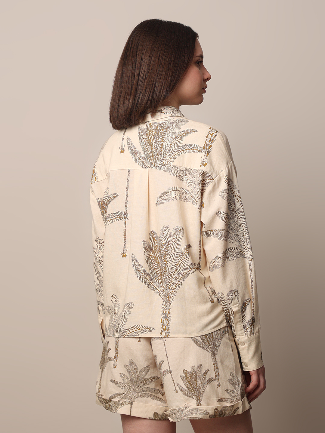 ONLY Women Printed Beige Shirt