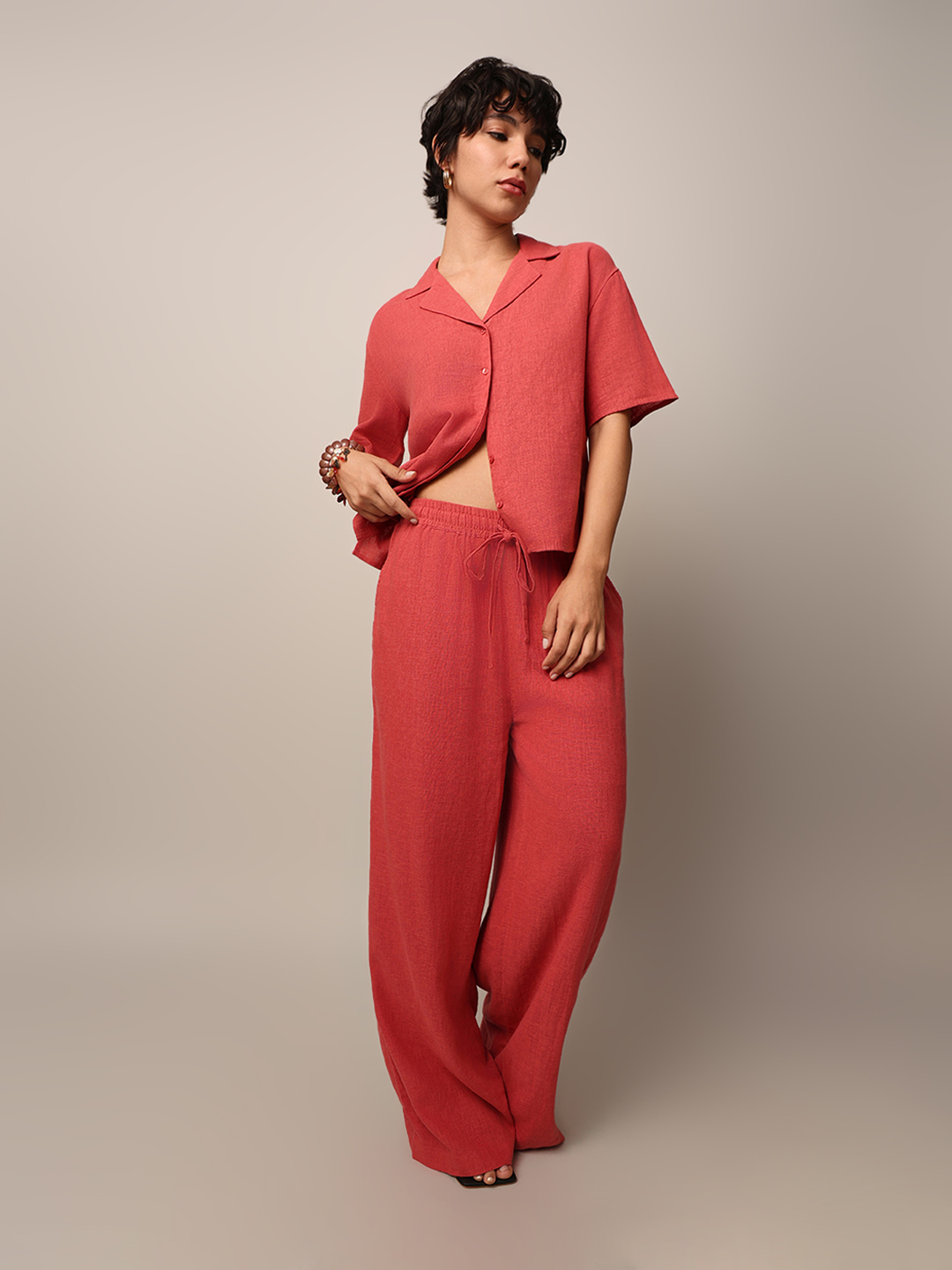 ONLY Women Solid Red Pant