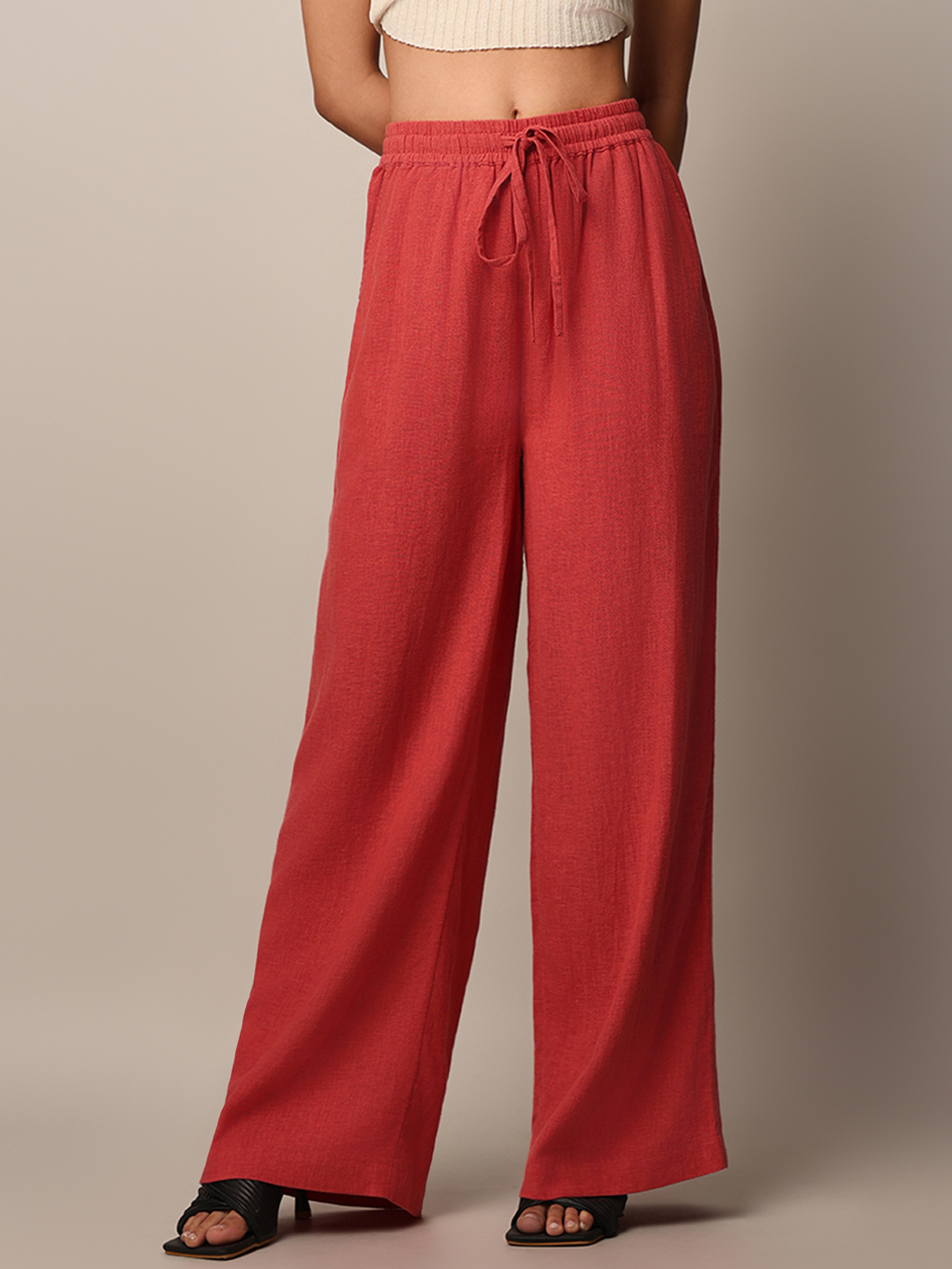 ONLY Women Solid Red Pant