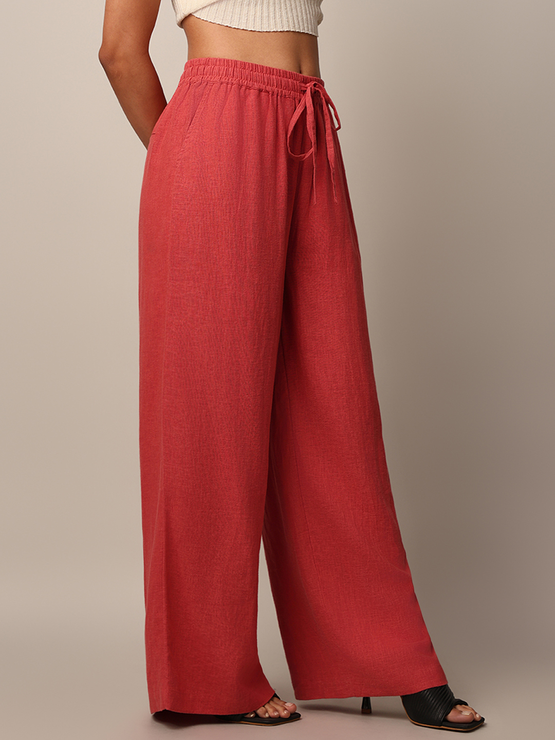 ONLY Women Solid Red Pant