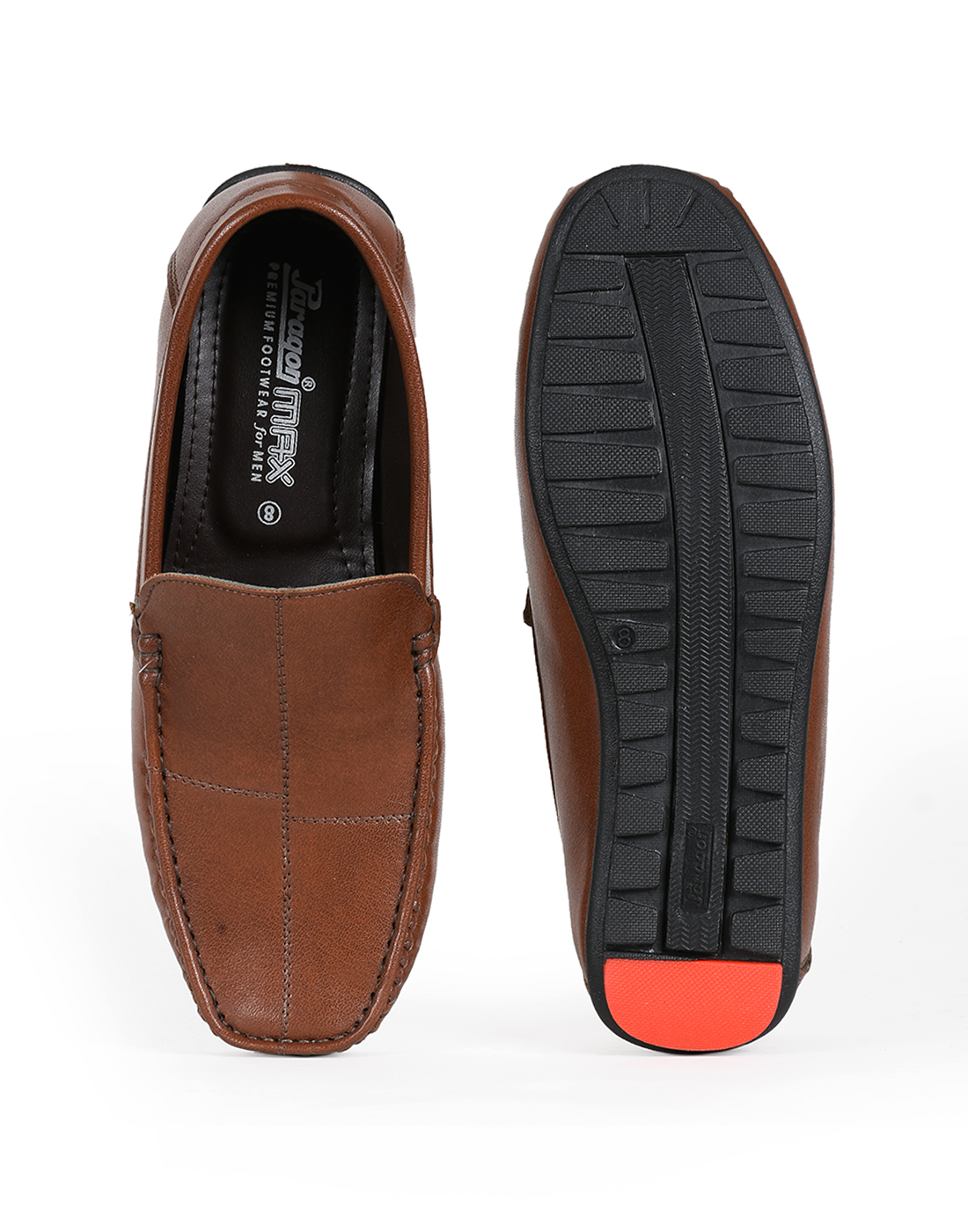 PARAGON Mens Self Design Tan Moccasins | Slip On Casual Wear Moccasin Shoes for Men