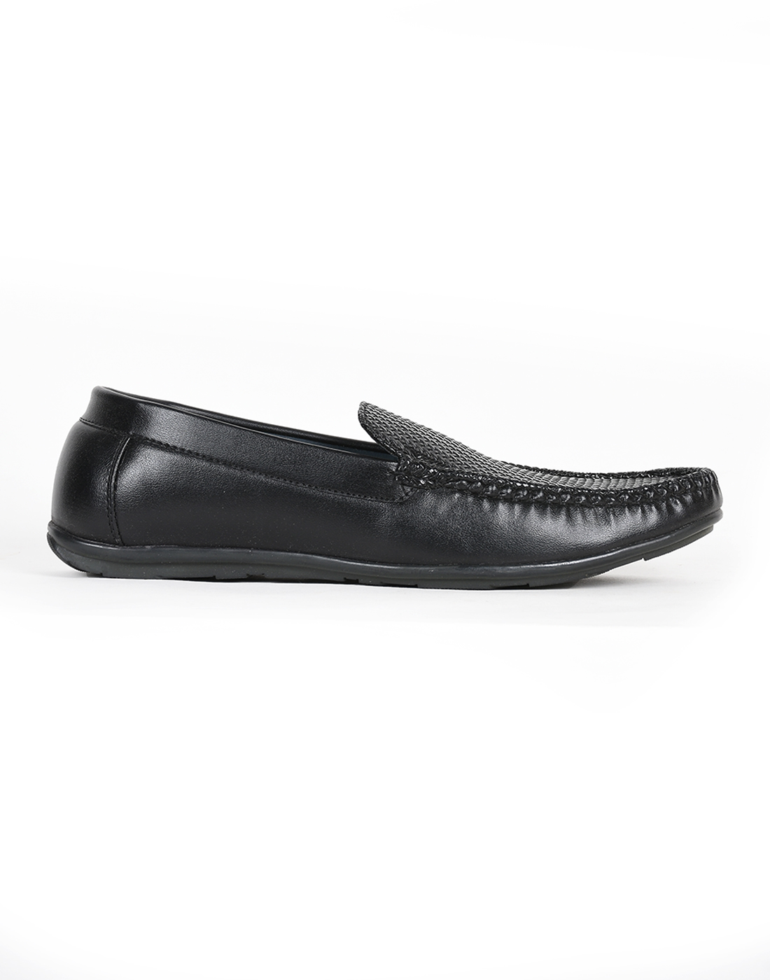 PARAGON Mens Textured Black Moccasins | Slip On Casual Wear Moccasin Shoes for Men