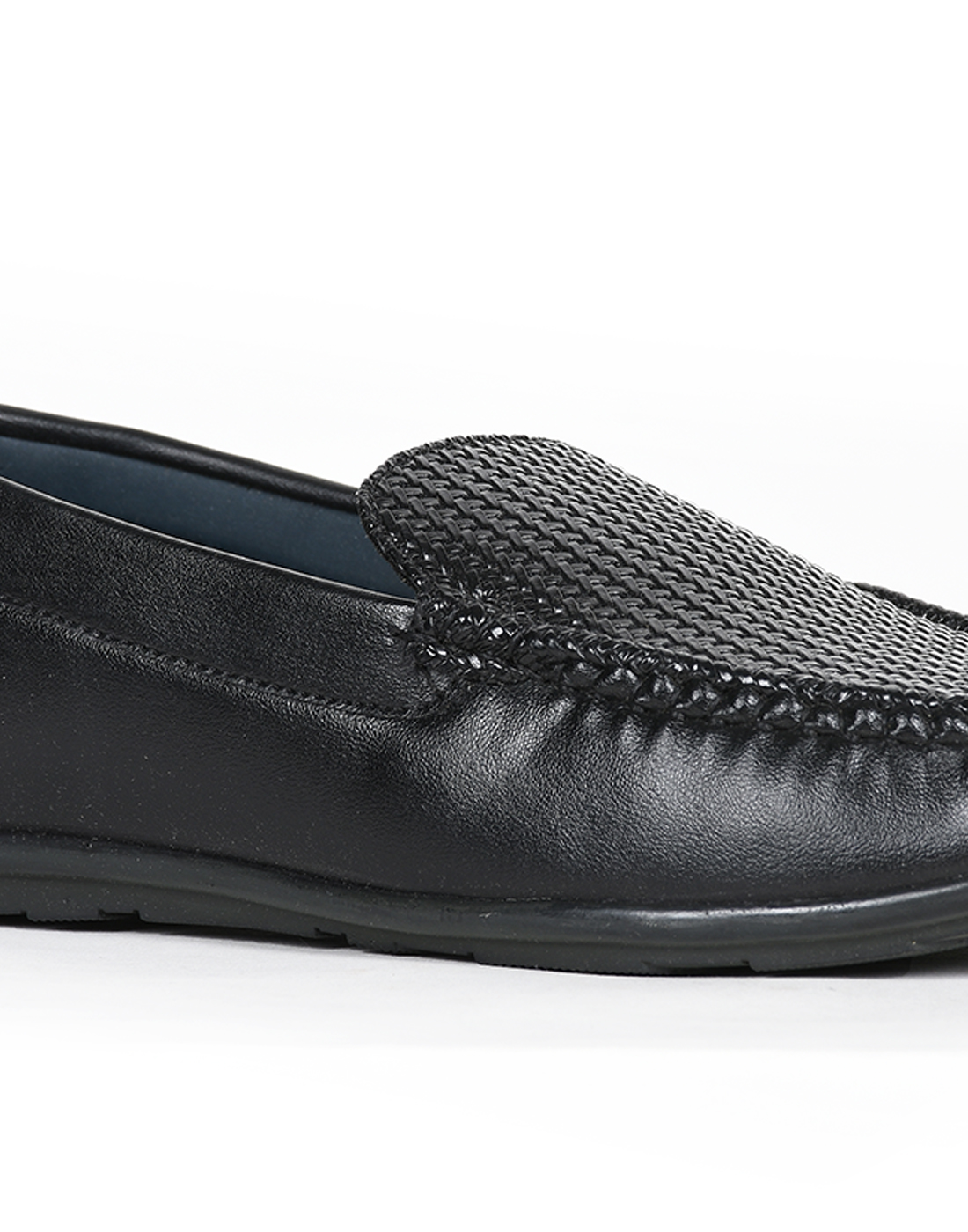 PARAGON Mens Textured Black Moccasins | Slip On Casual Wear Moccasin Shoes for Men