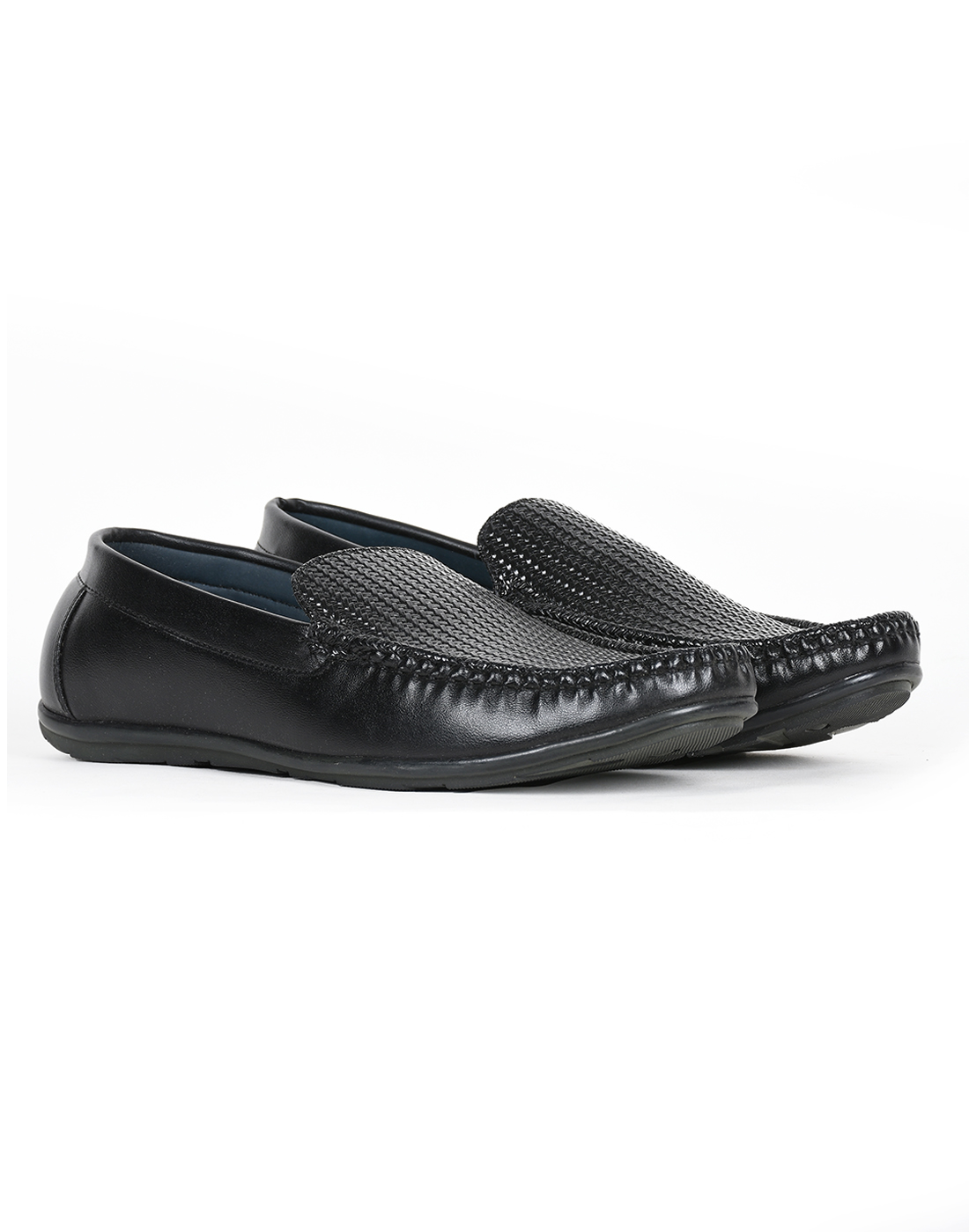 PARAGON Mens Textured Black Moccasins | Slip On Casual Wear Moccasin Shoes for Men
