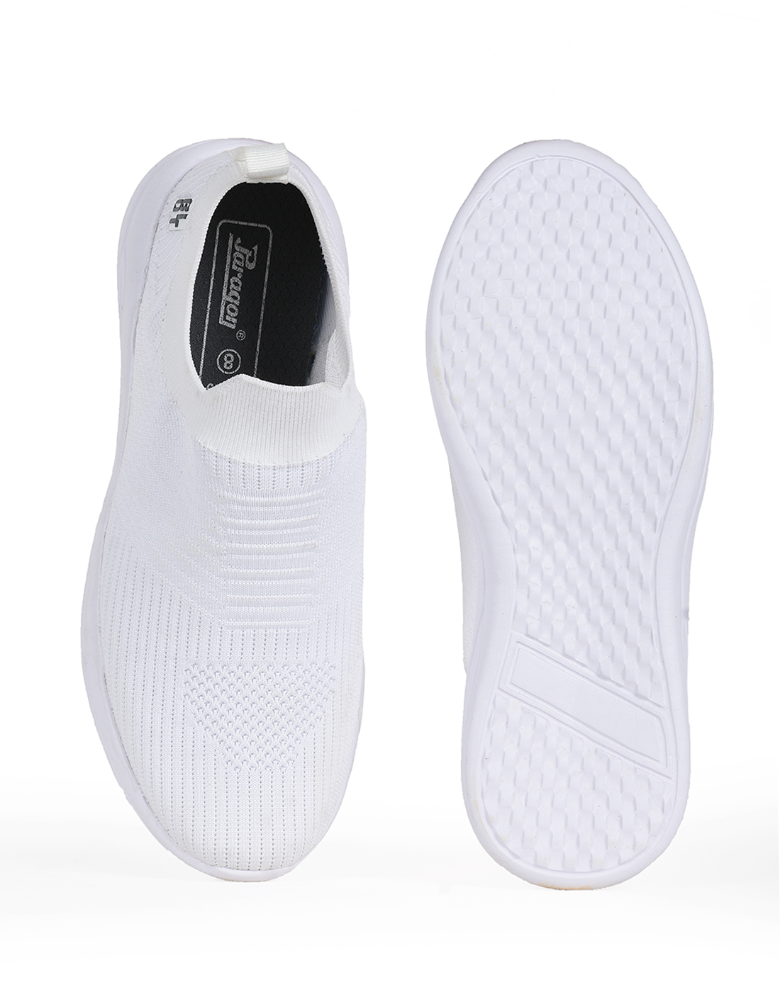 PARAGON Mens Solid White Sports Sneakers | Stylish, Comfortable and lightweight slip-on Sneakers for Men