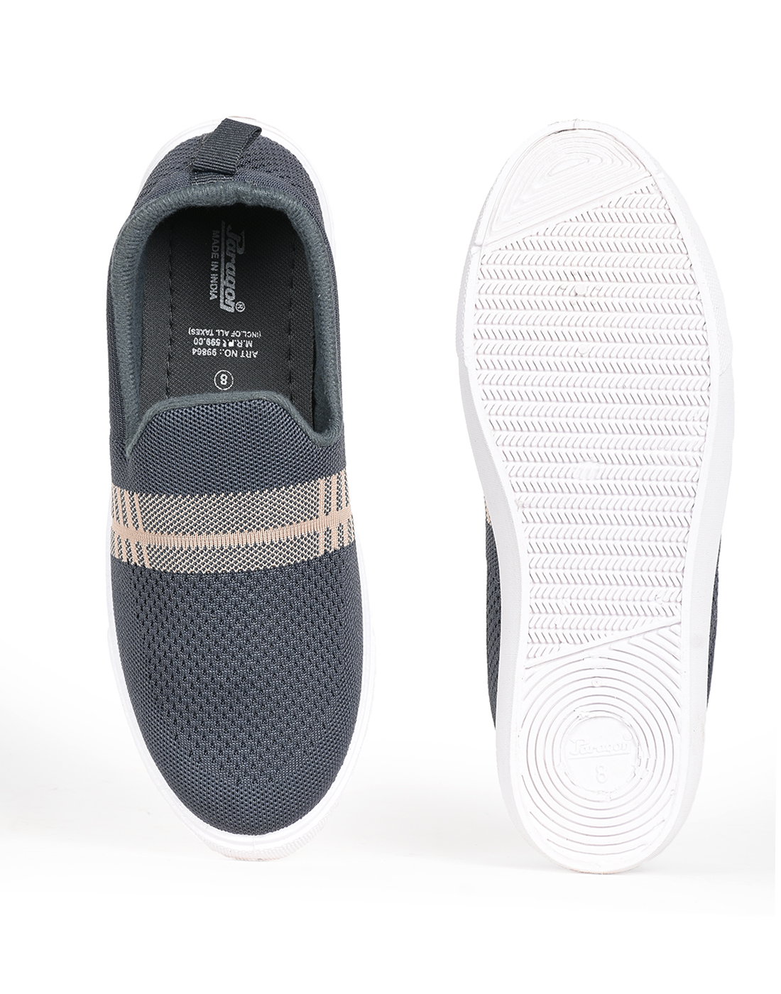 PARAGON Mens Self Design Grey Casual Sneakers | Stylish, Comfortable and lightweight Slip-on Sneakers for Men