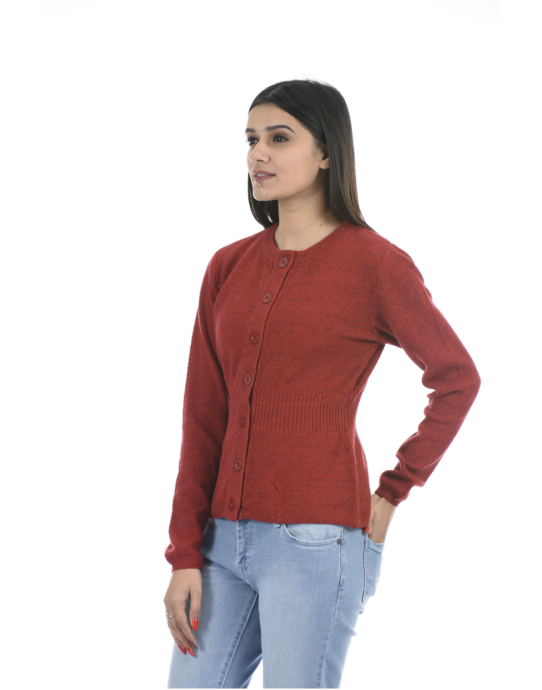 Porto Bello Women Casual Wear Maroon Sweater